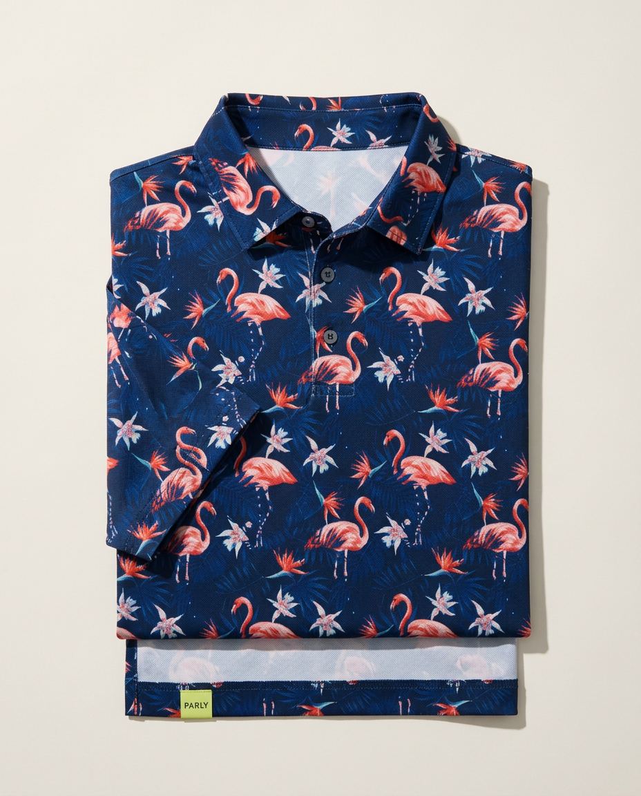 Flamingo Lie Polo styled in Flamingo lie