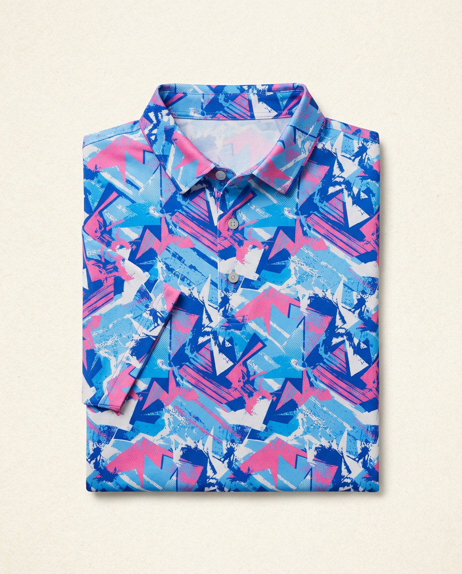 Brushstroke Polo — Pink / Blue