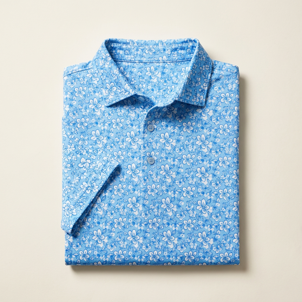 Ditsy Floral Polo — Blue