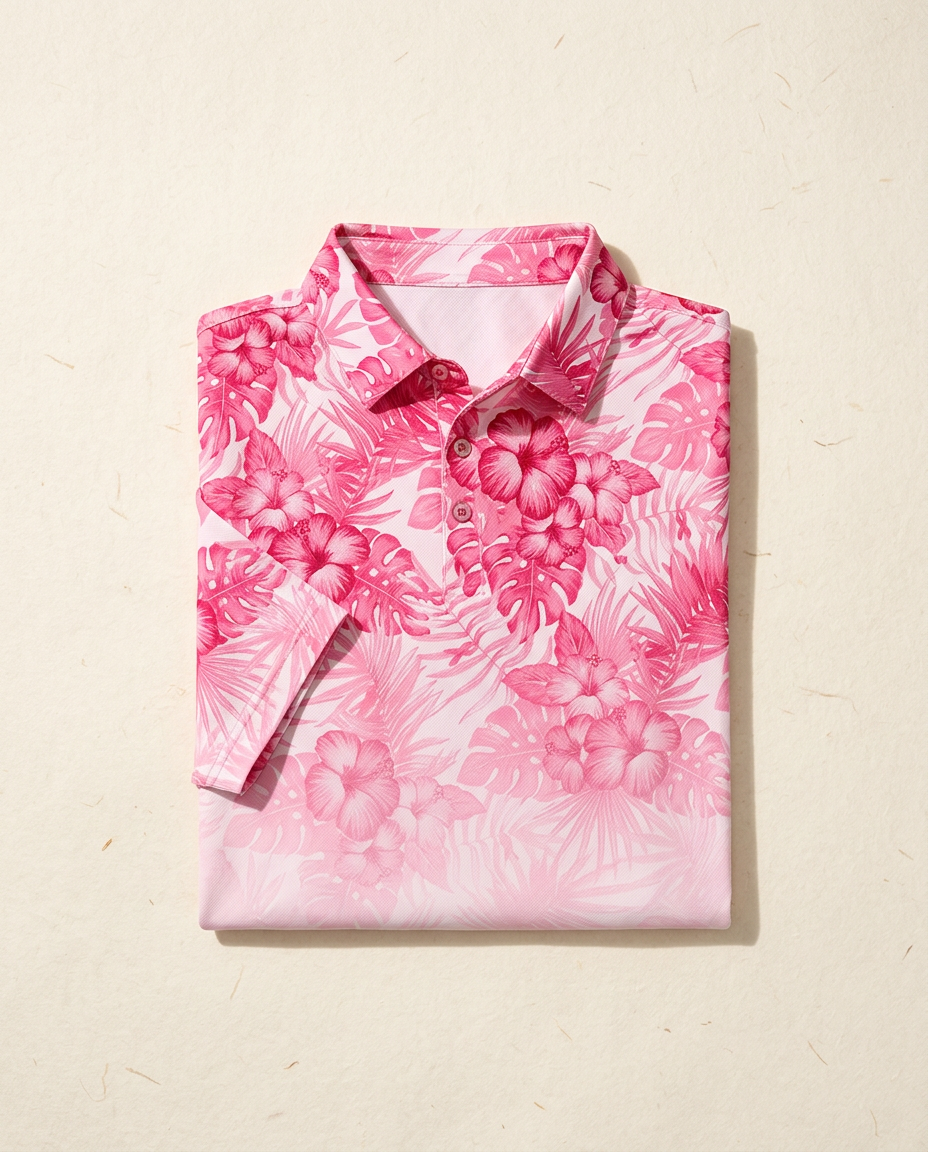 Faded Hibiscus Polo — Pink