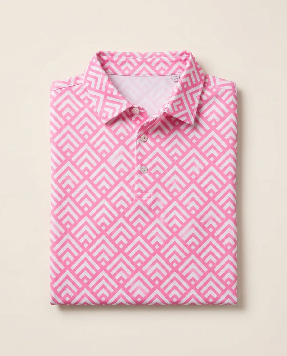 Geo Grid Polo — Pink