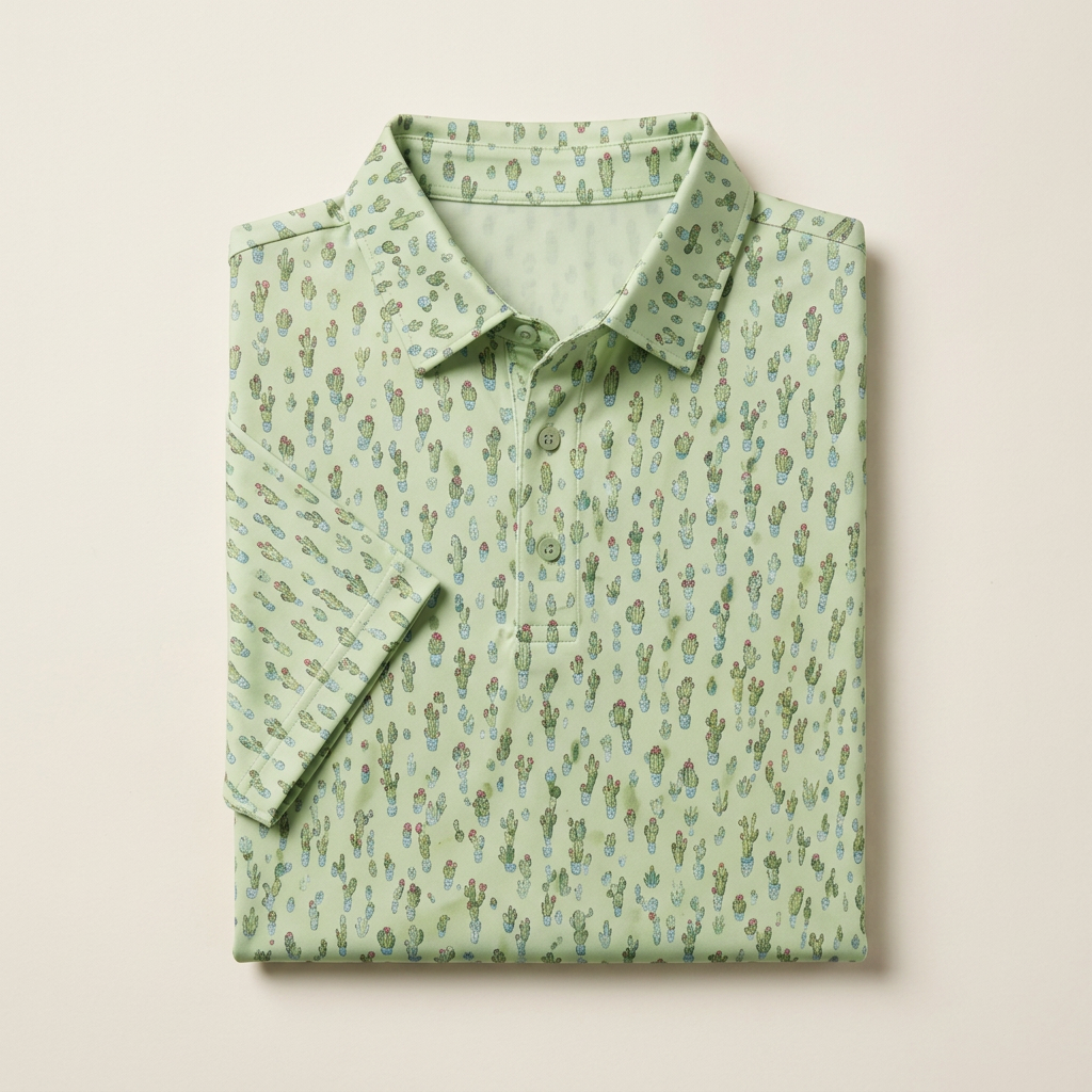 Mini Print Polo — Sage