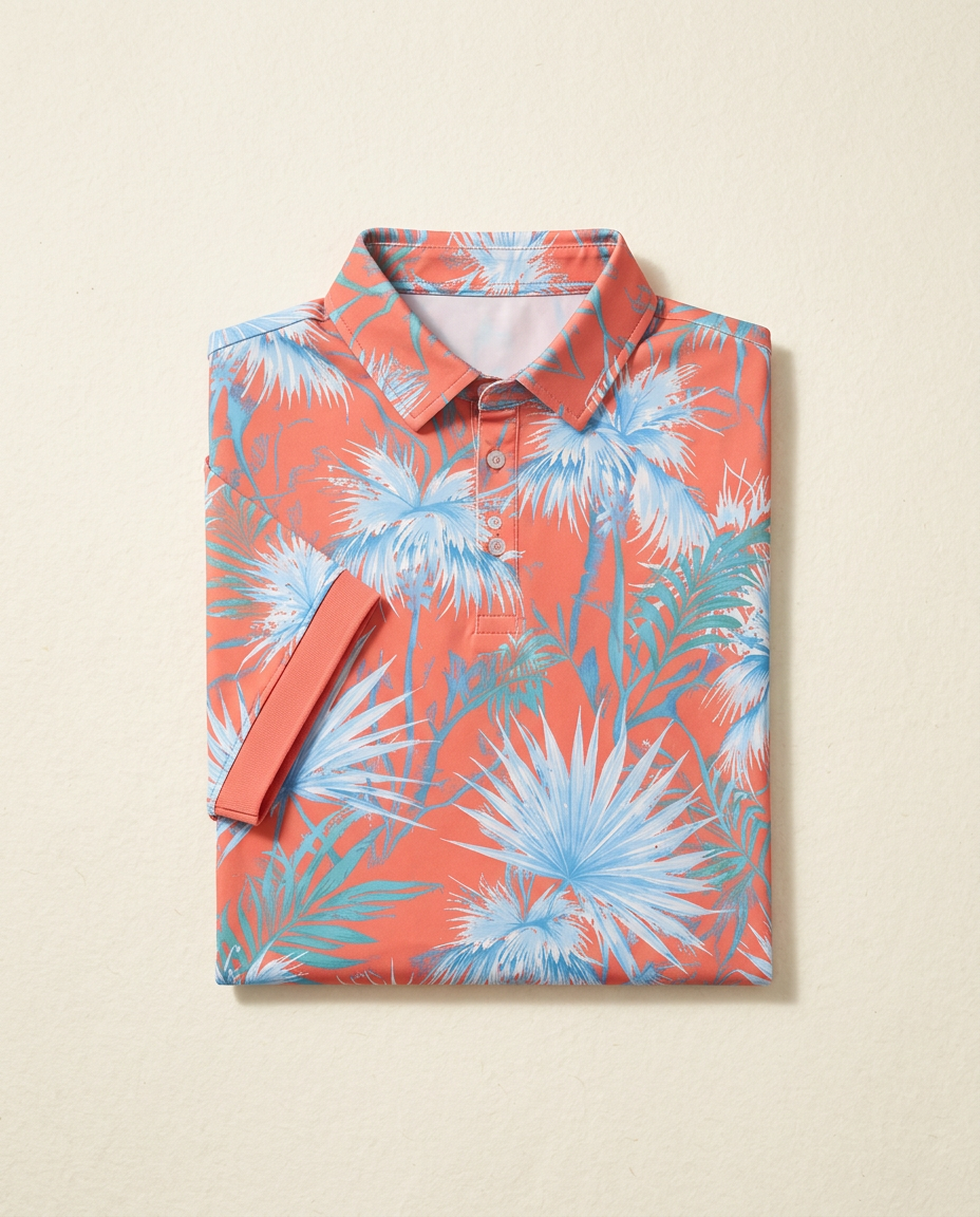 Palm Burst Polo — Coral