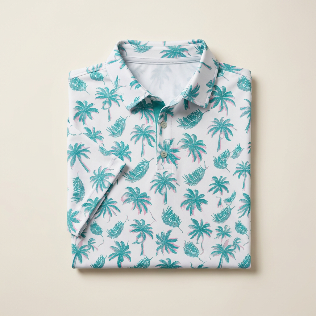 Palm Polo — White / Teal