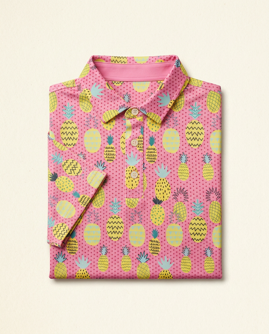 Pineapple Polo — Hot Pink