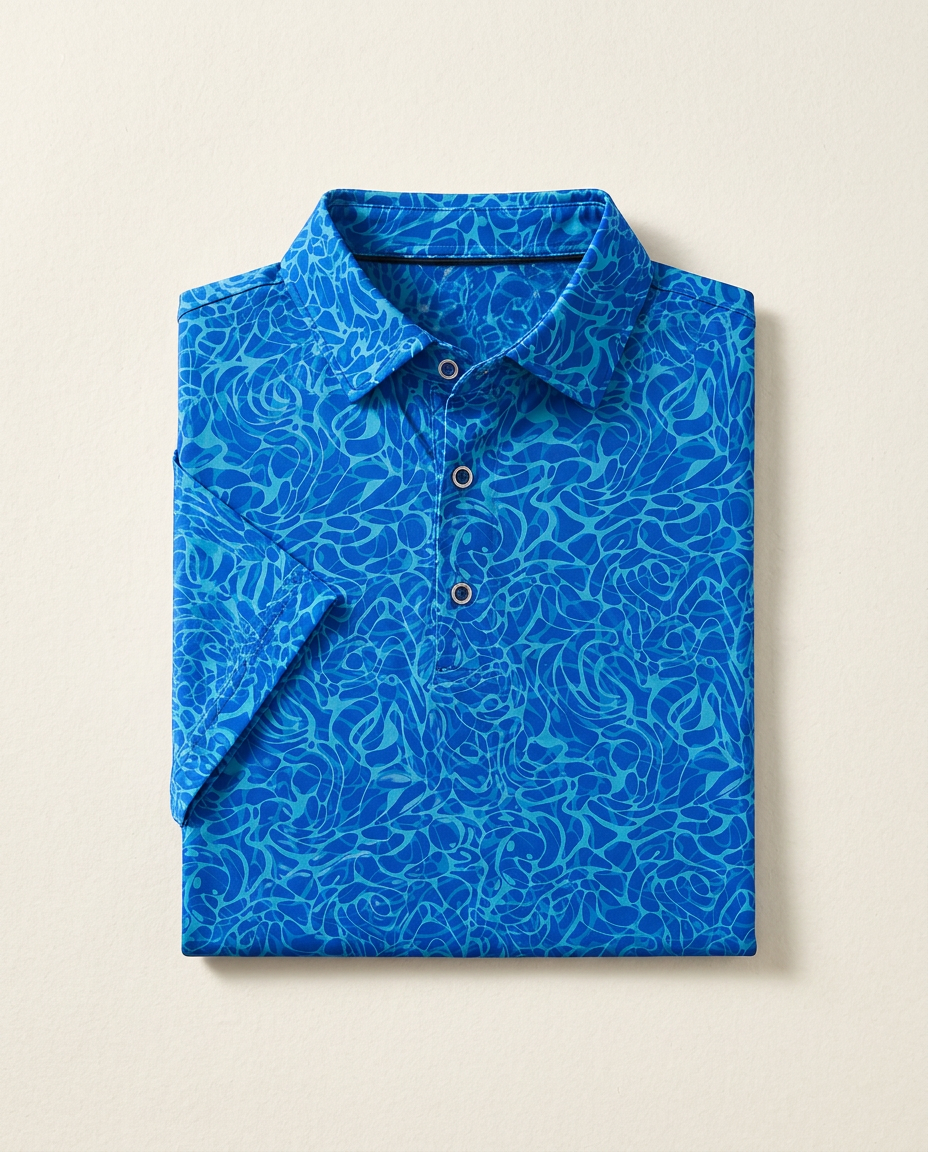 Tonal Doodle Polo — Blue